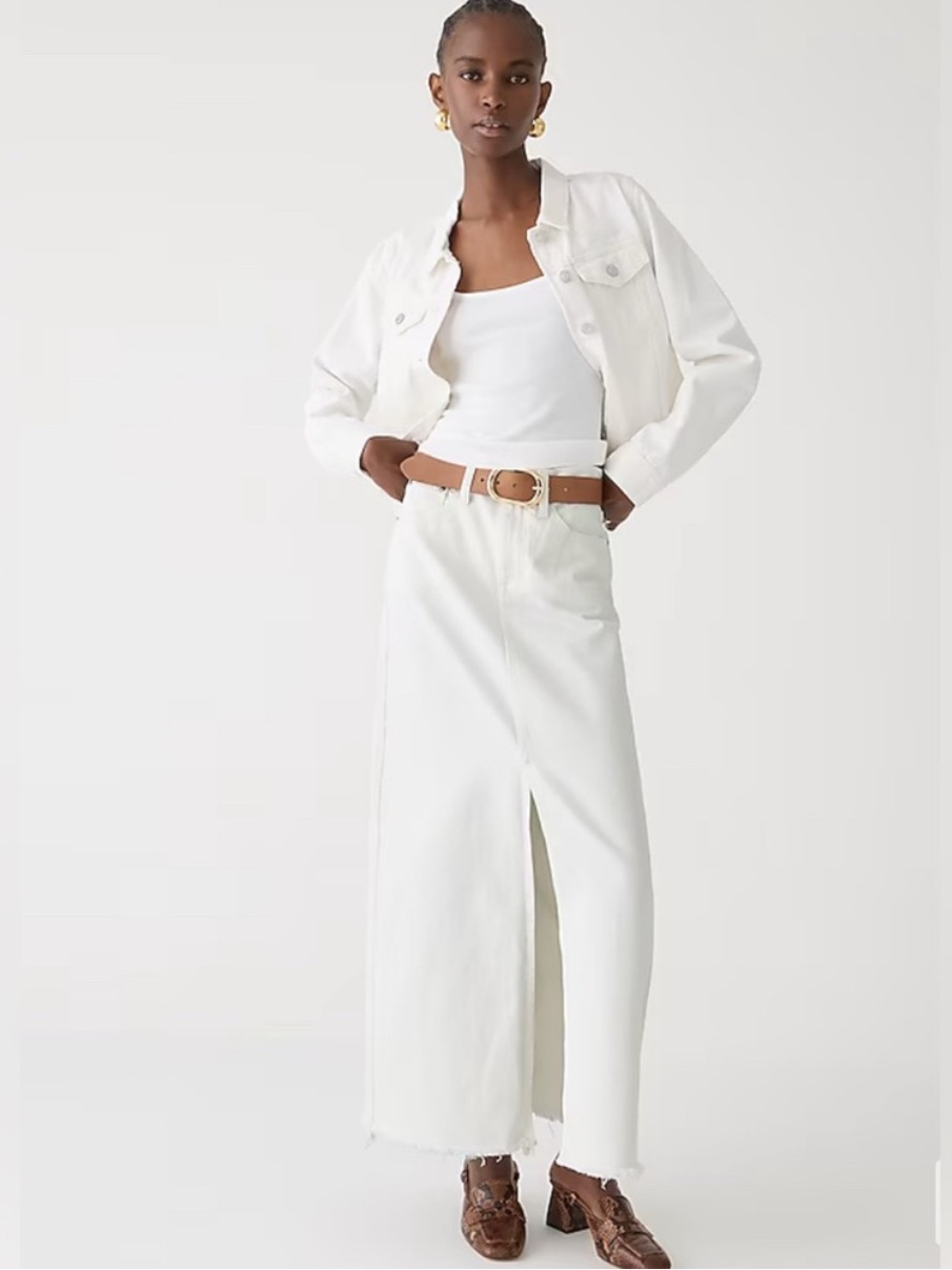 J Crew White Maxi Denim Skirt